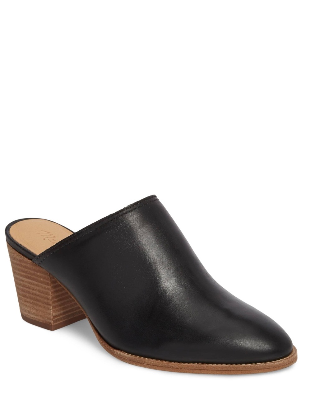 Madewell Harper Leather Stacked Heel 2.5” Mules Size 7.5